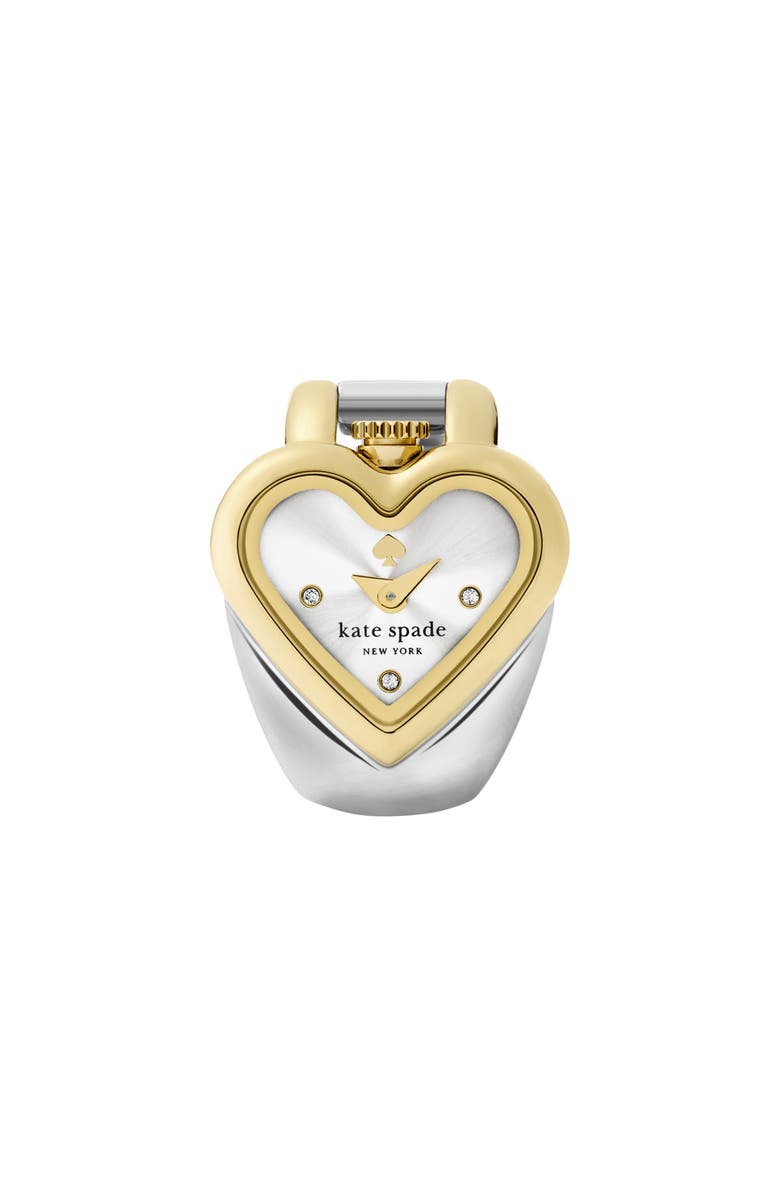 Kate Spade New York monroe two-tone heart ring watch, 20mm x 18mm, Alternate, color, 