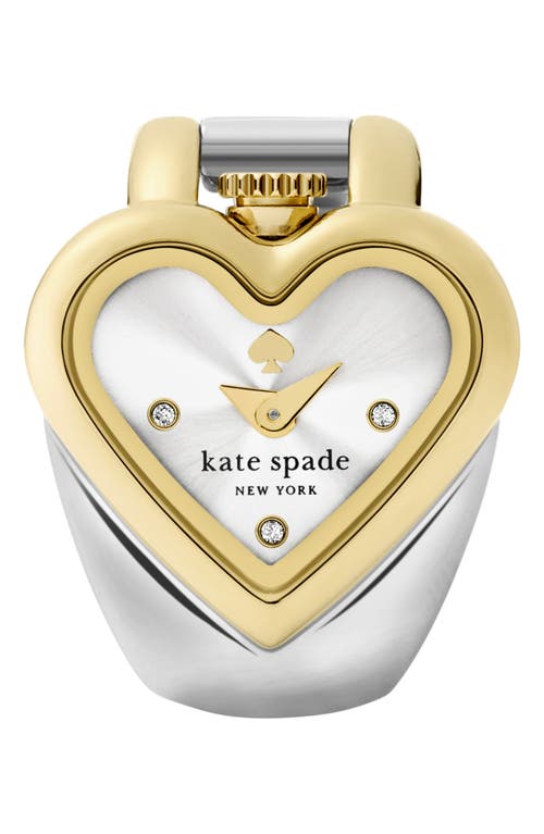 Kate Spade New York Monroe Two-tone Heart Ring Watch, 20mm X 18mm In Metallic