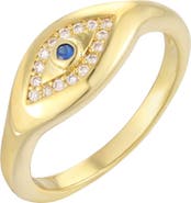 Adornia 14k Gold Plated Cubic Zirconia Evil Eye Ring