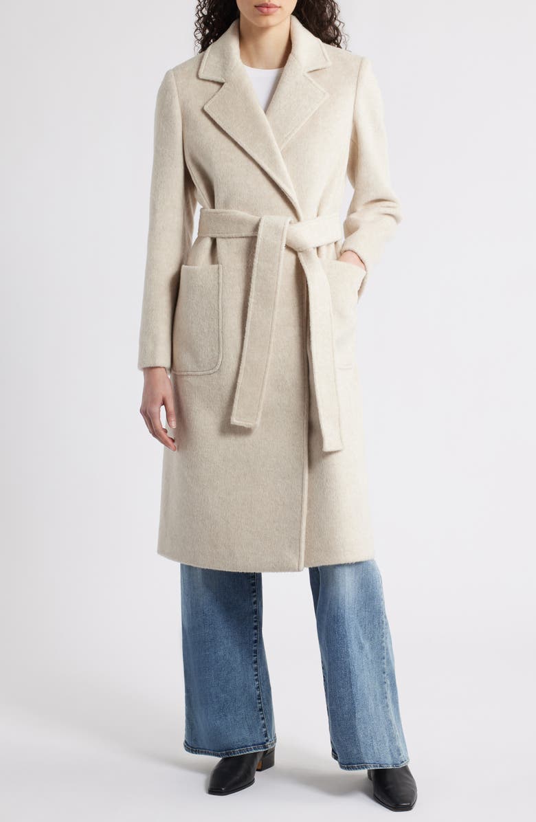 Sam Edelman Longline Wrap Coat, Main, color, Oatmeal