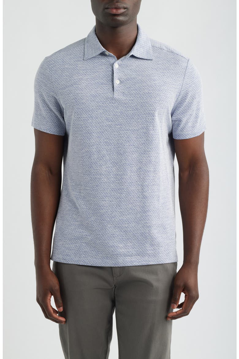 Tristan Geo Print Short Sleeve Polo, Main, color, VINTAGE BLUE