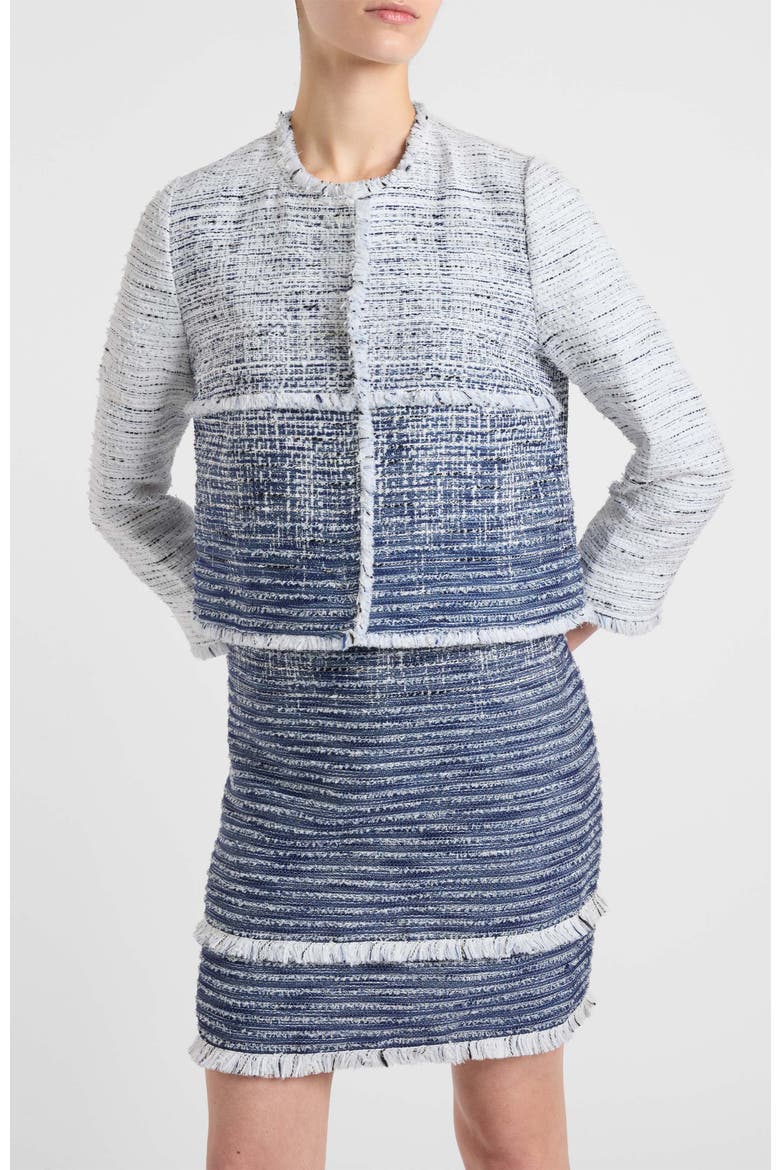Valerie Short Jacket in Ombre Modern Tweed, Alternate, color, Blue Aura