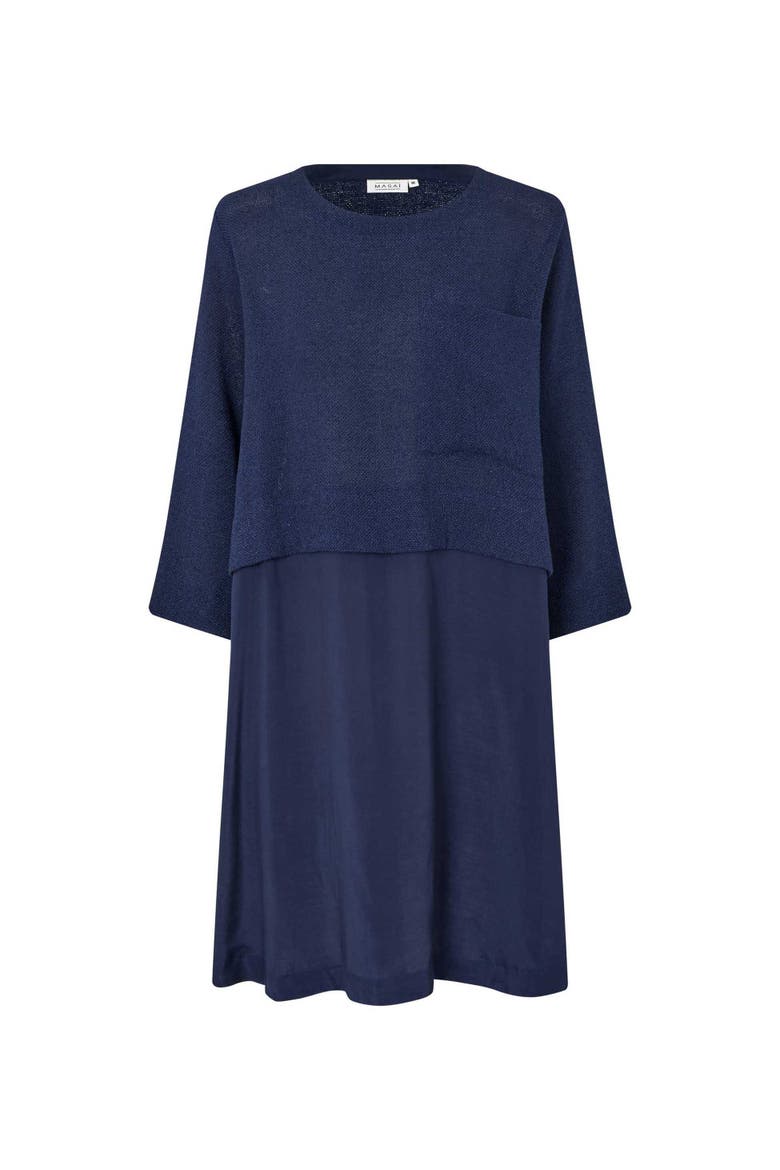 MaNonah 3/4 Sleeve Layered Midi Dress, Alternate, color, Navy Blazer