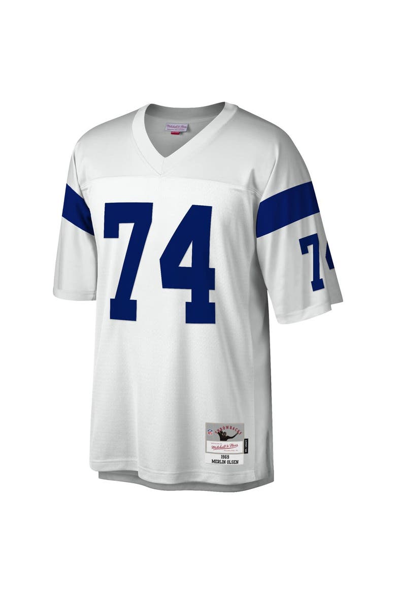 Men's Mitchell & Ness Merlin Olsen White Los Angeles Rams Legacy Replica Jersey, Alternate, color, White