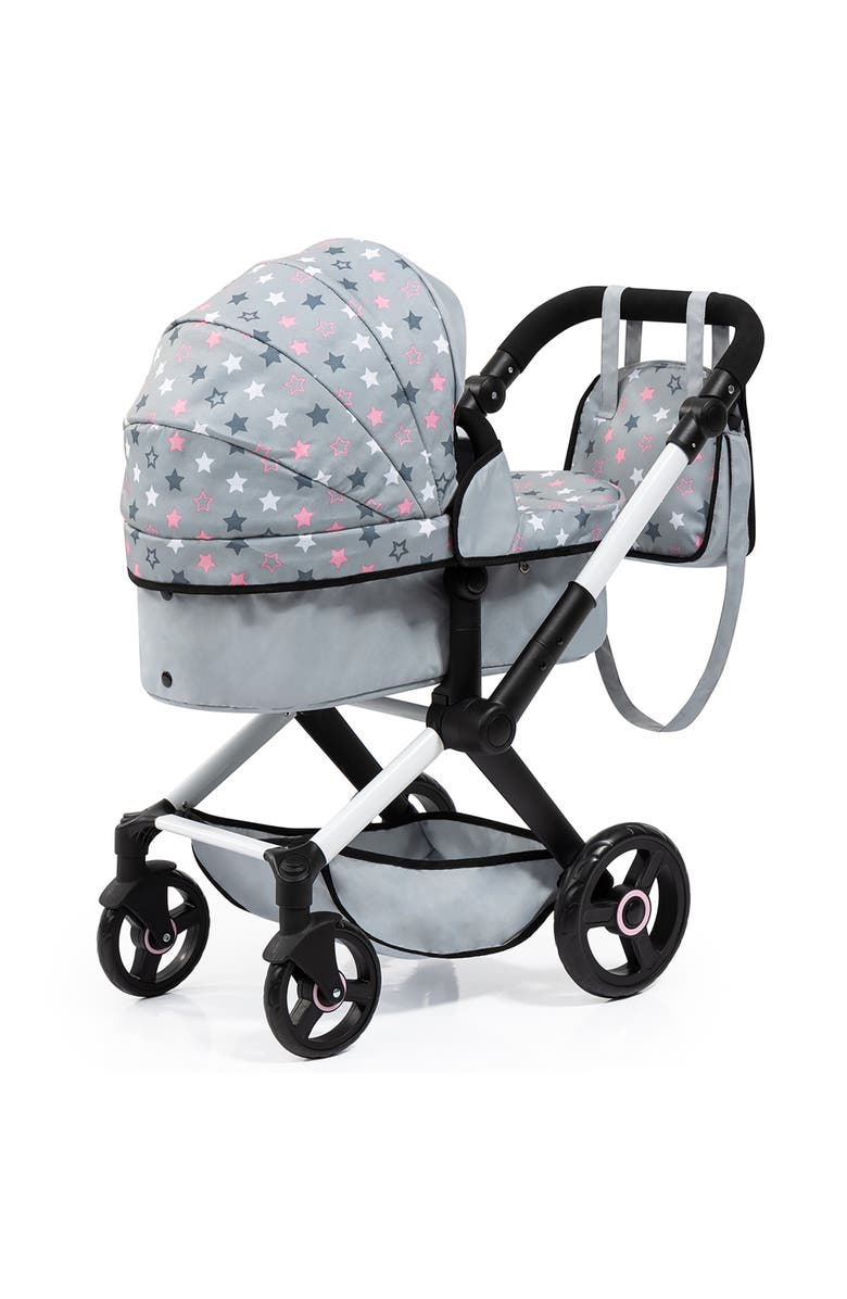 Bayer Design Pram Xeo, Grey, Pink, Stars, Fits Dolls Up to 18 Inch, Alternate, color, Multicolored