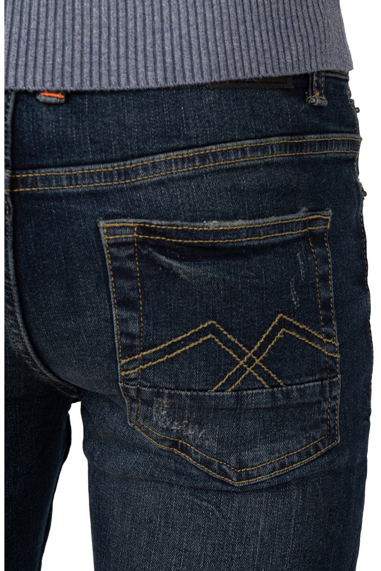 Kids' Raw X Rip & Repair Distressed Neon Stitch Jeans, Alternate, color, INDIGO