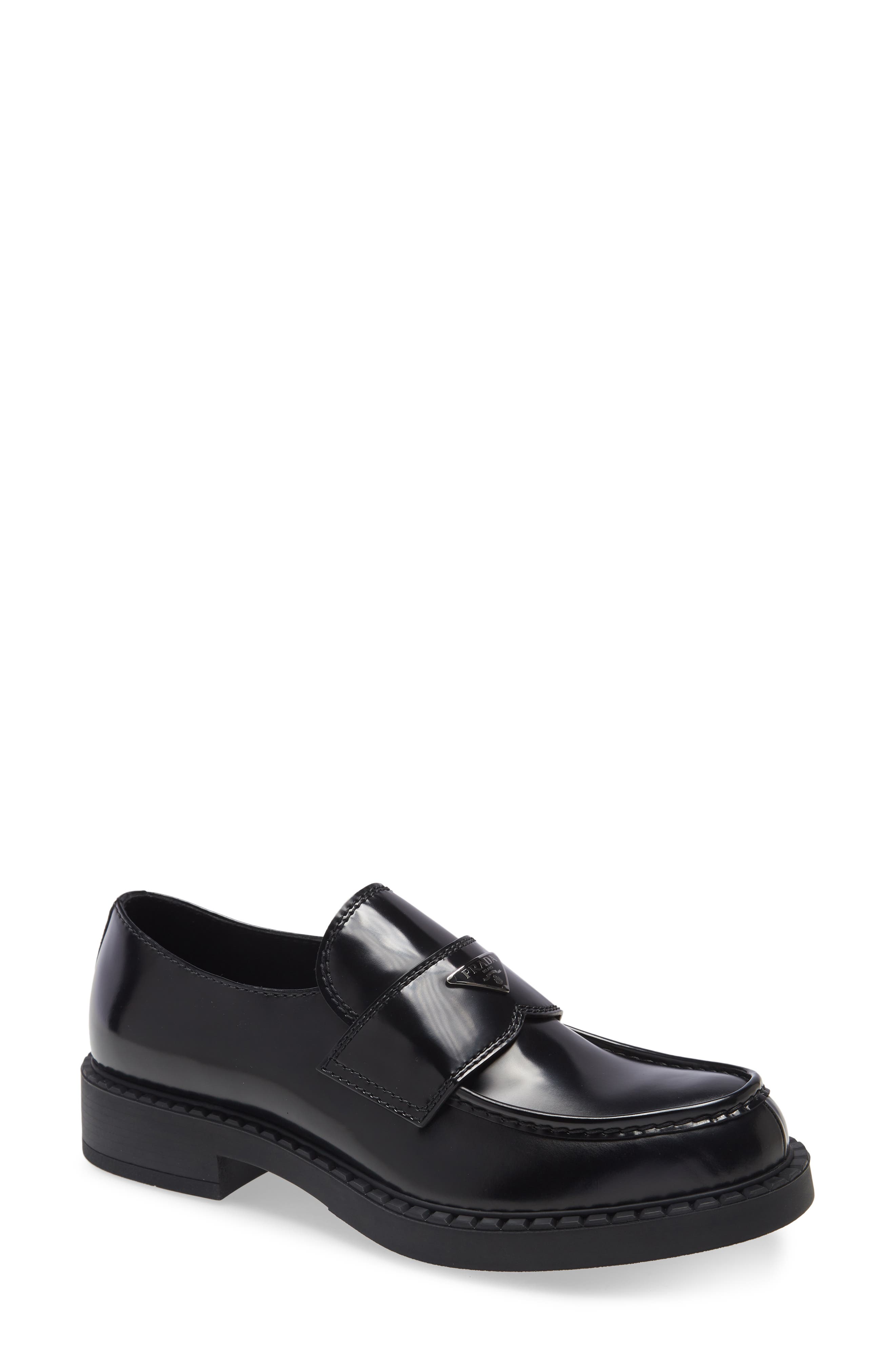 Prada Chocolate Loafer, Main, color, Black
