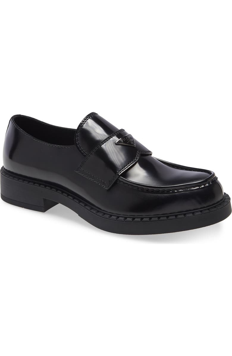 Prada Chocolate Loafer, Main, color, Black