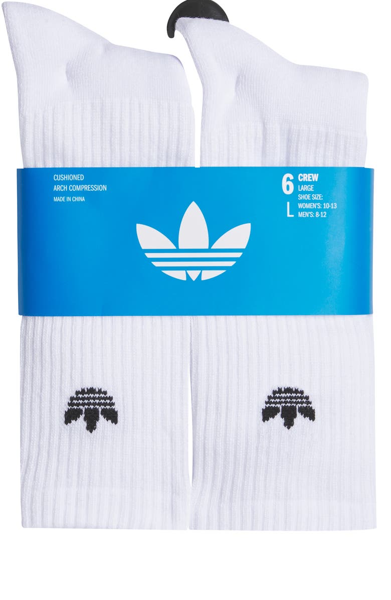 adidas 6-Pack Trefoil Performance Crew Socks, Alternate, color, White
