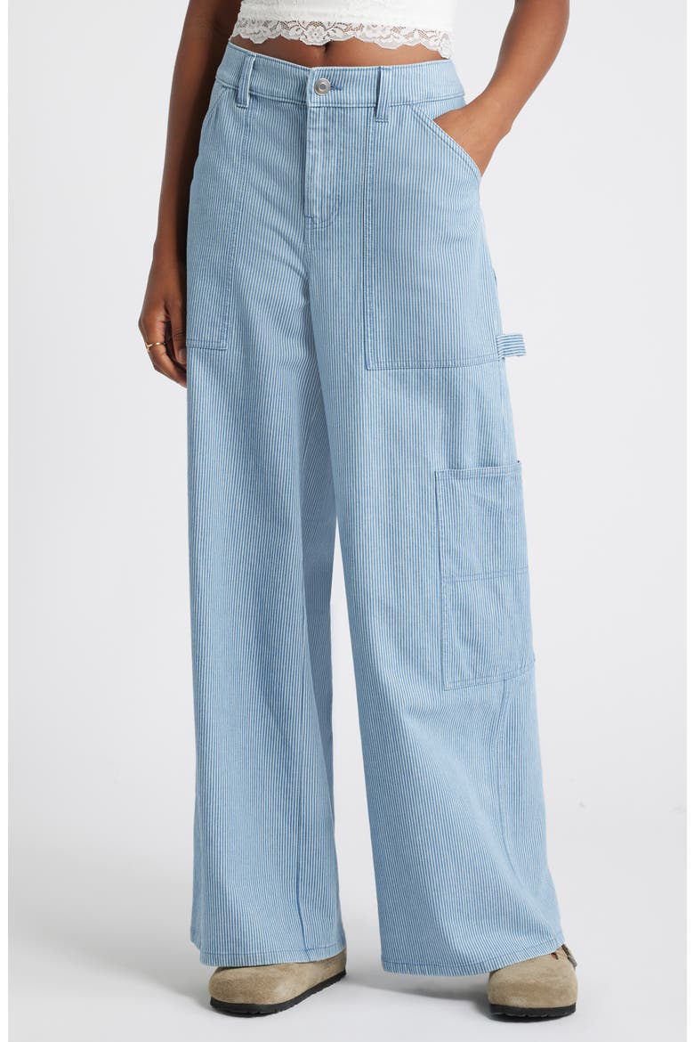 Workwear Stripe Wide Leg Jeans, Main, color, NAVY WORKWEAR STRIPE