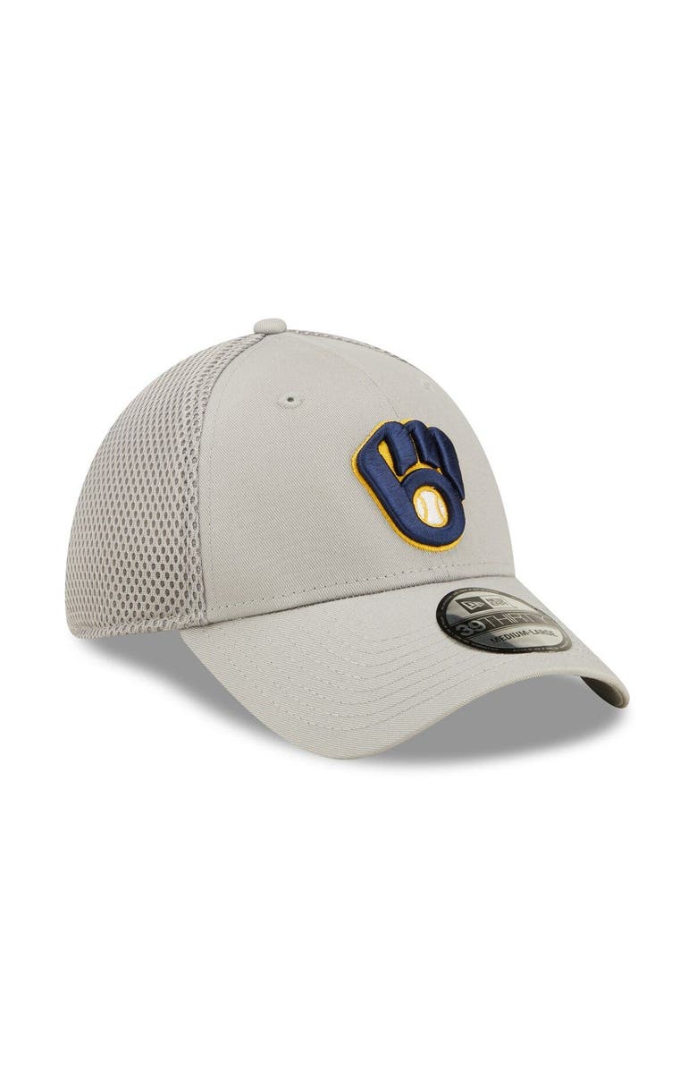 New Era Men's New Era Gray Milwaukee Brewers Team Neo 39THIRTY Flex Hat, Alternate, color, 