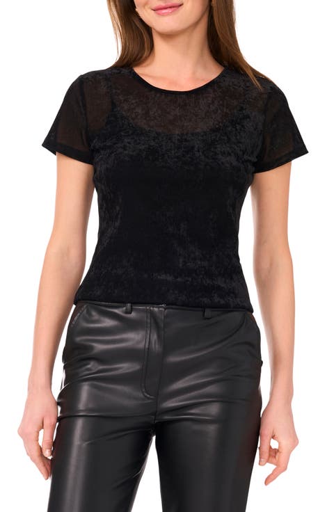 Leopard Pattern Short Sleeve Velvet Shirt