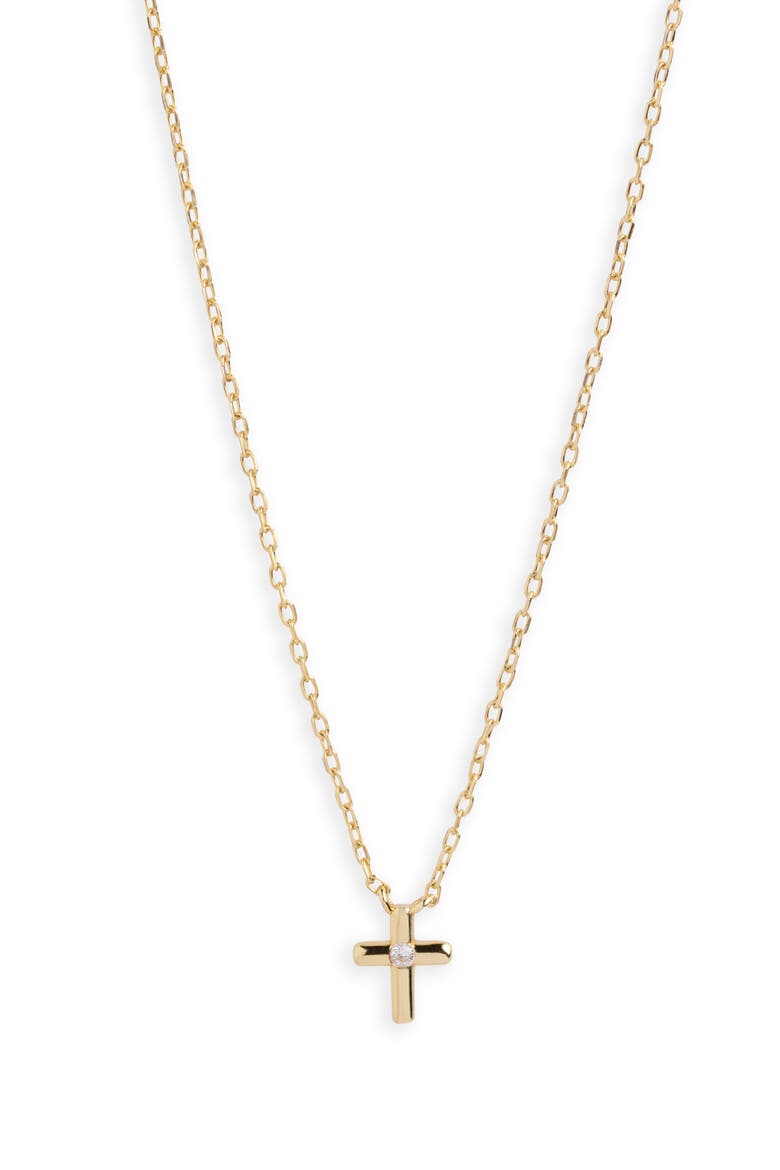 Lab Grown Diamond Cross Pendant Necklace, Main, color, GOLD