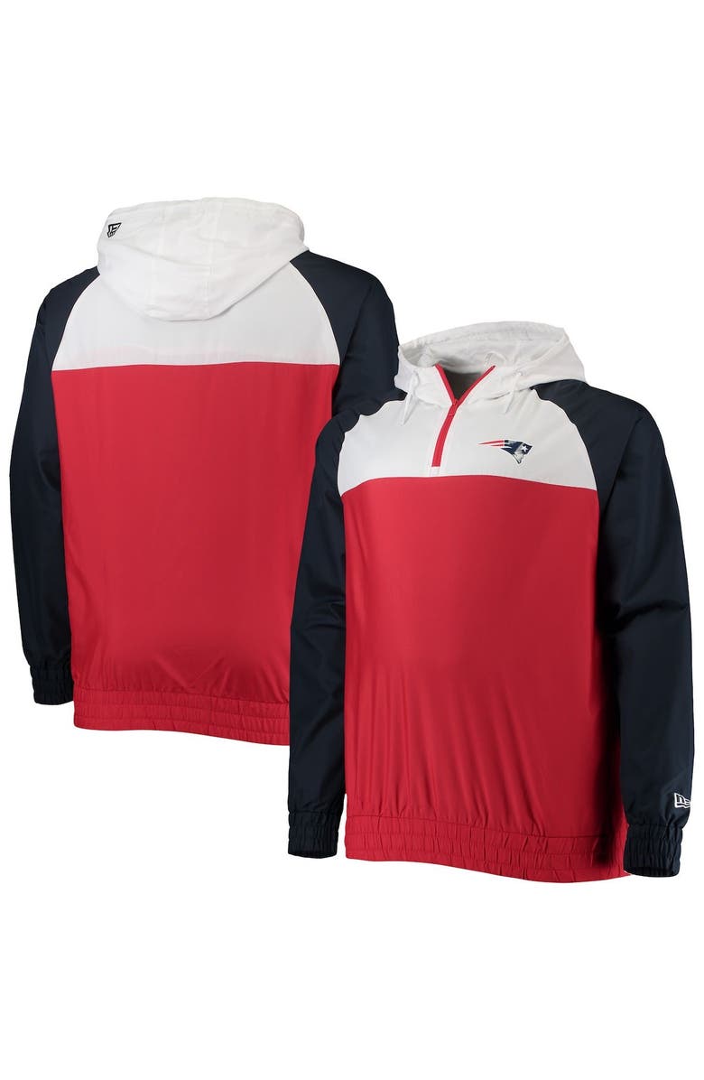 New Era Men's New Era Red/Navy New England Patriots Big & Tall League Raglan Quarter-Zip Hoodie, Main, color, Red