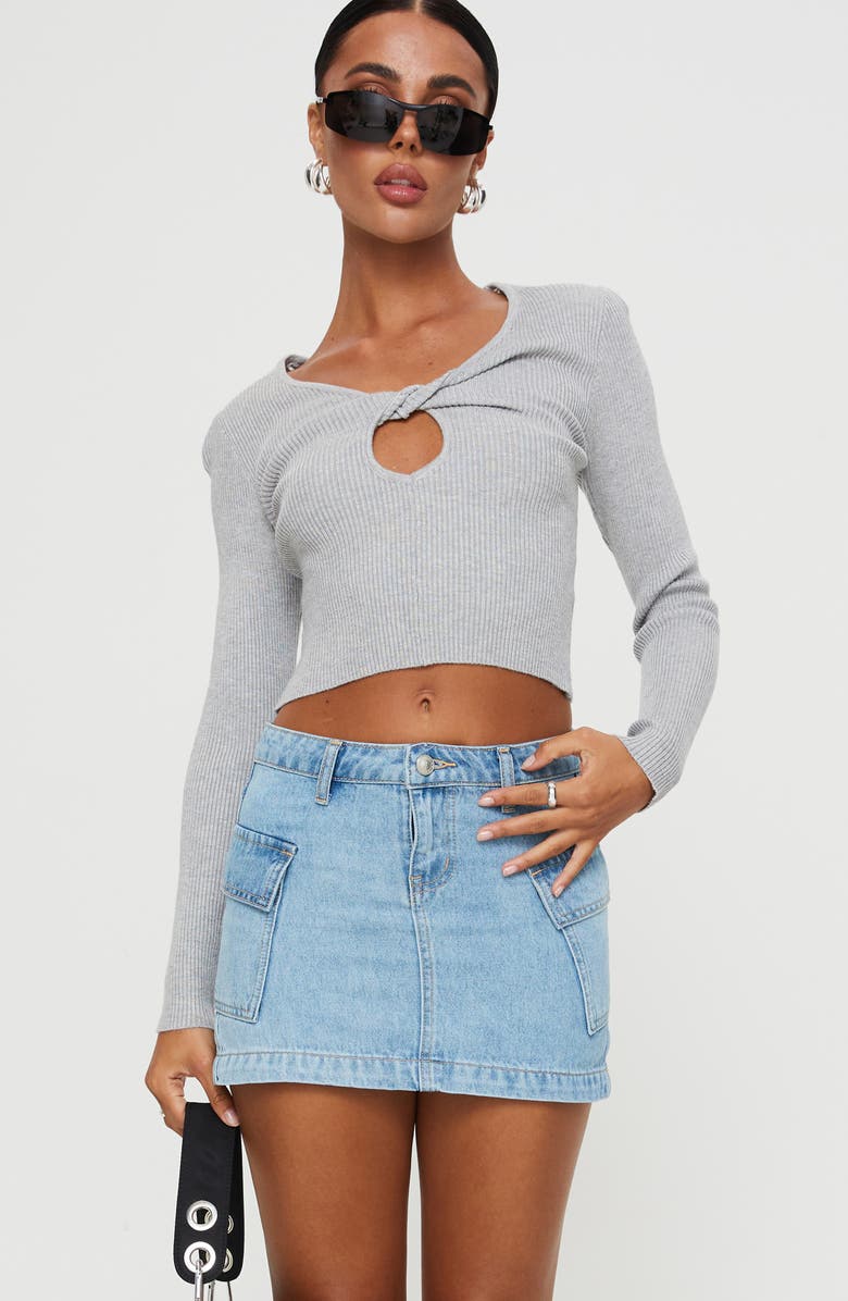 Princess Polly Zakai Denim Cargo Miniskirt, Alternate, color, Light/ Pastel Blue