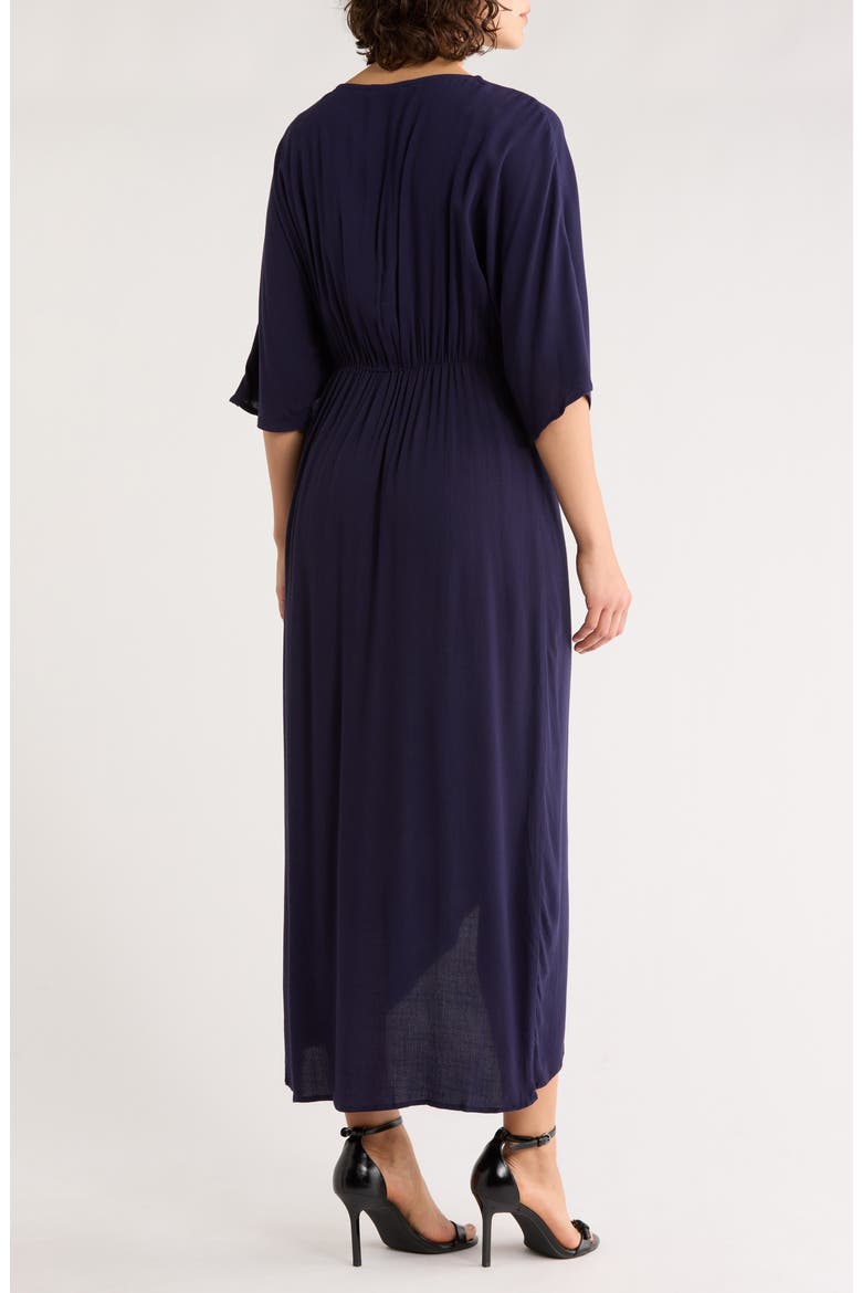 Floral Embroidered Knot Front Maxi Dress, Alternate, color, NAVY/ NAVY