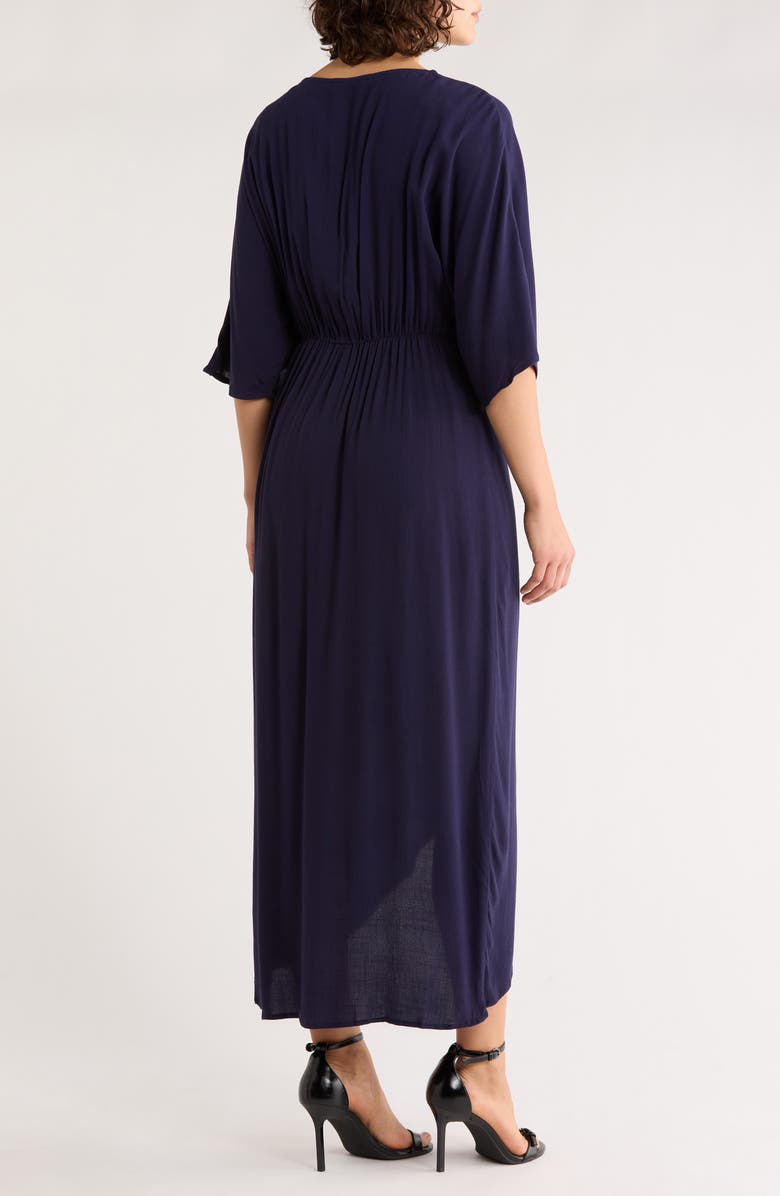 Lovestitch Floral Embroidered Knot Front Maxi Dress, Alternate, color, Navy/ Navy