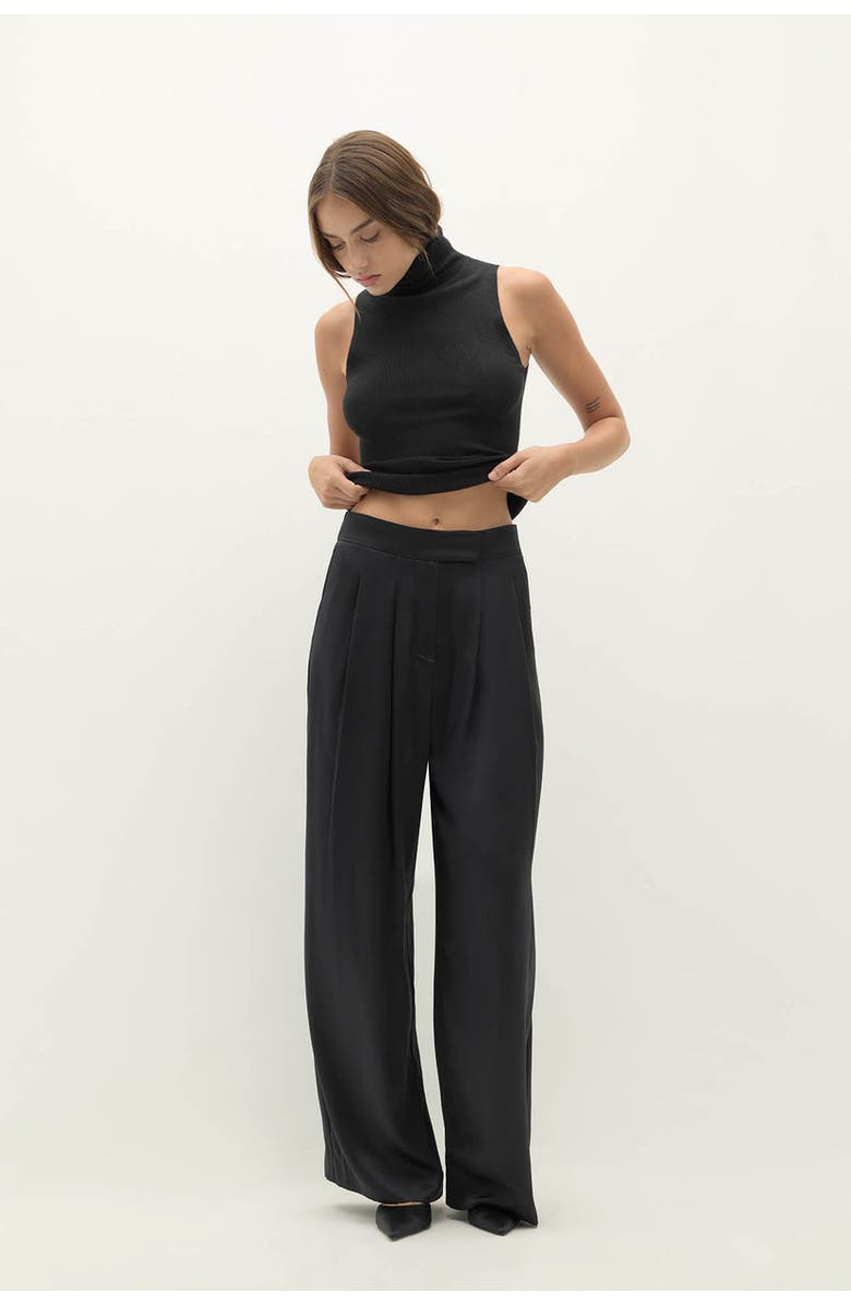 NAKED CASHMERE Rosalie Silk Trouser, Main, color, Black