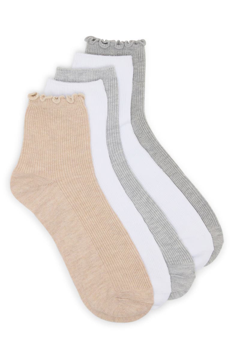 Steve Madden 5-Pack Lettuce Edge Crew Socks, Alternate, color,