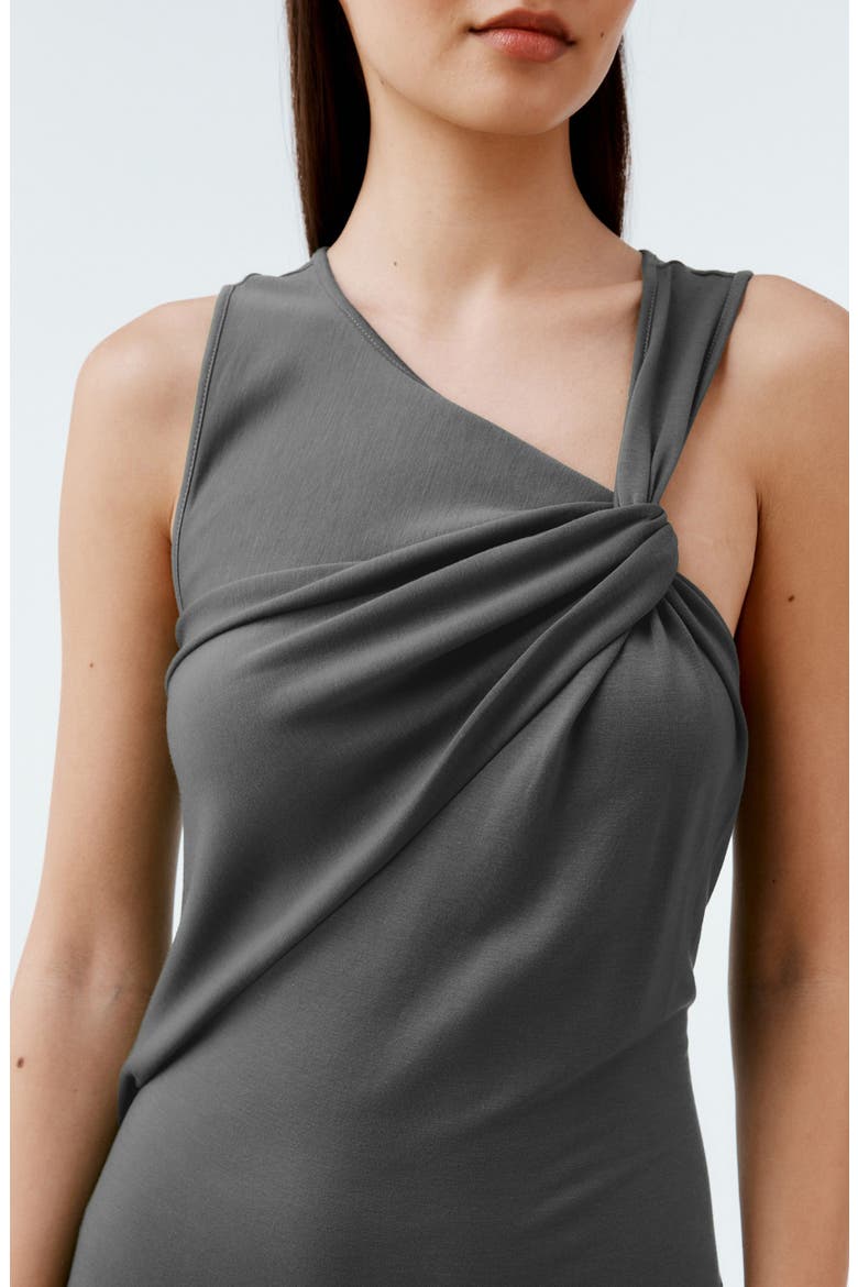 Knot Detail Sleeveless Midi Dress, Alternate, color, CHARCOAL GREY