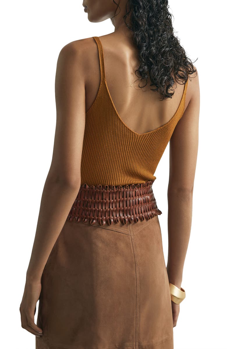Reiss Cara Rib Silk Blend Sweater Tank, Alternate, color, Rust