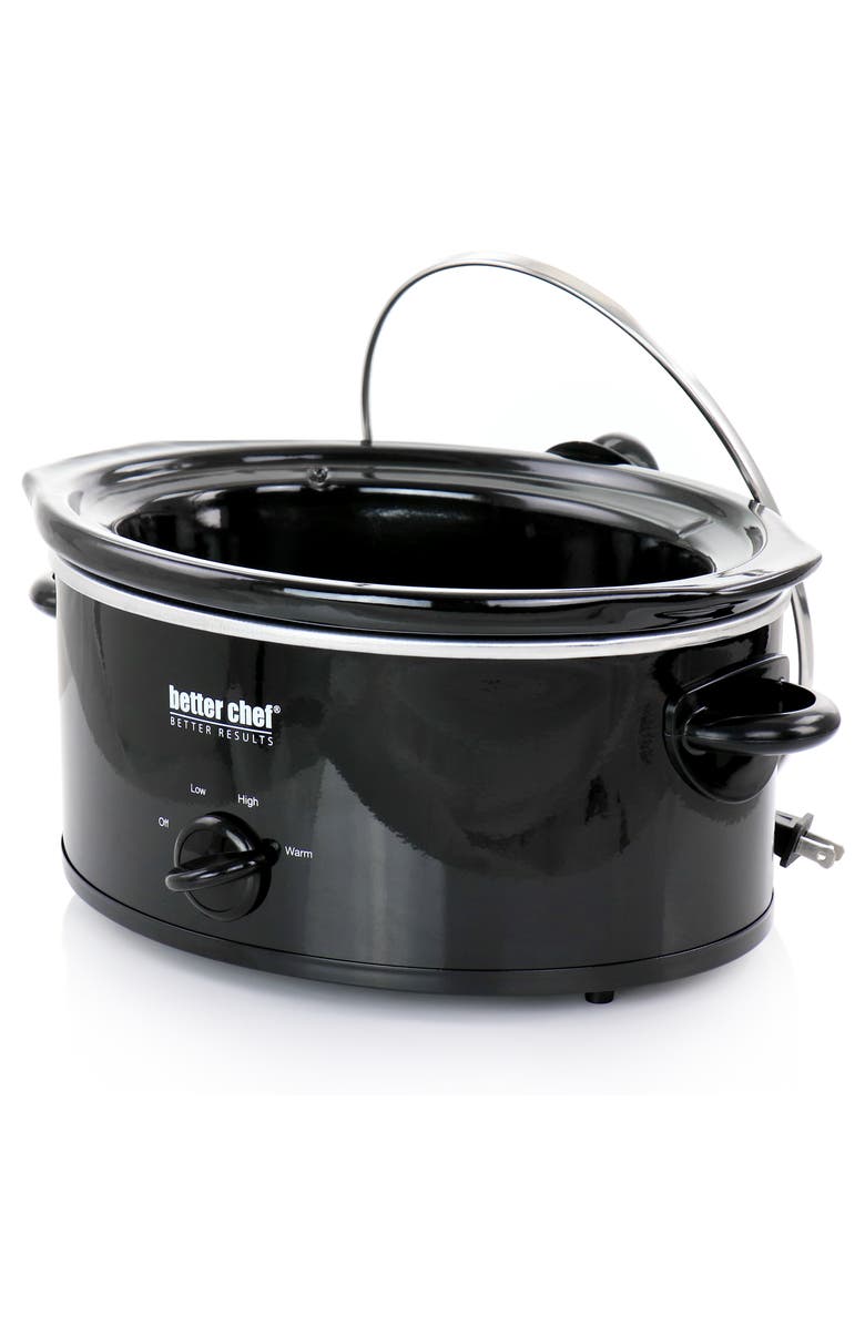 Better Chef 3 Quart Oval Slow Cooker with Removable Stoneware Crock, Alternate, color, Black