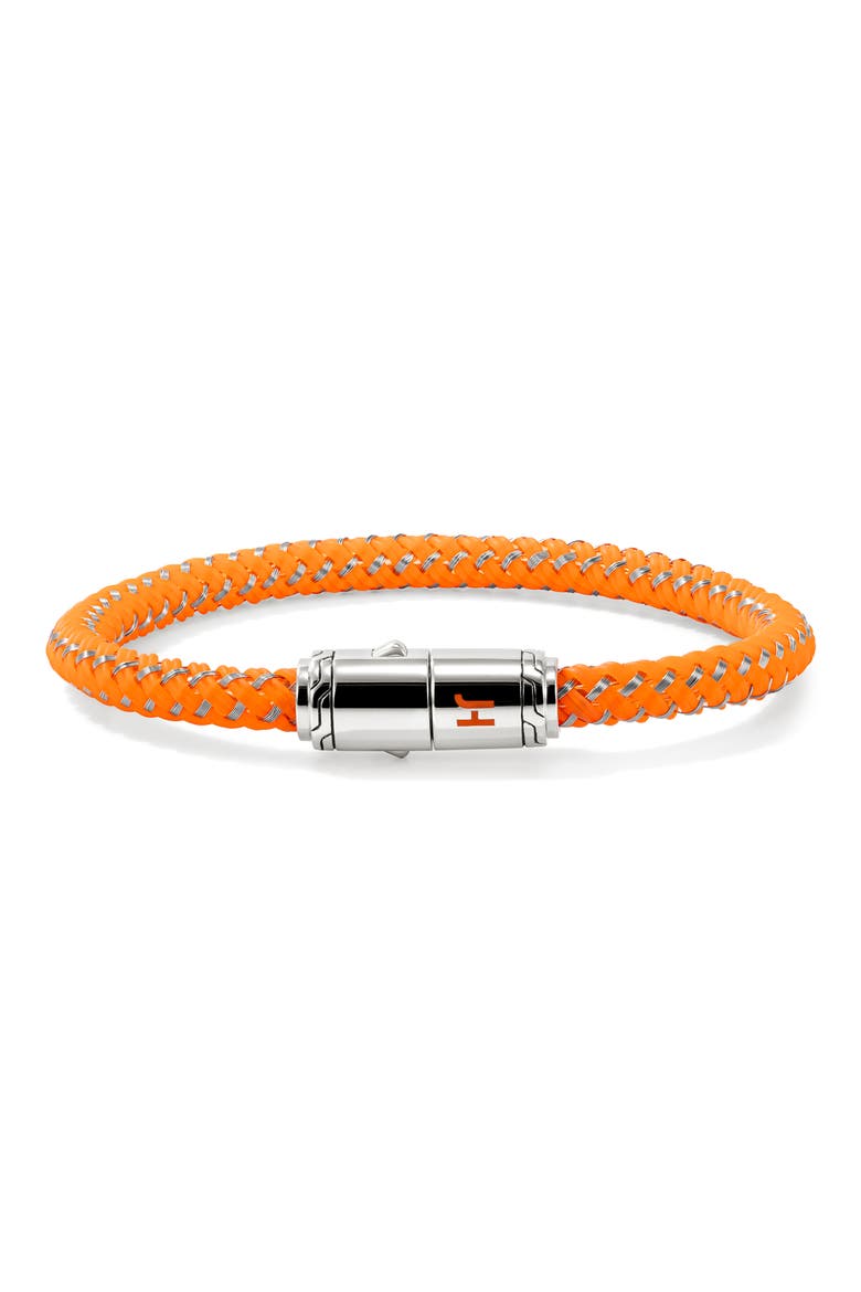 Cord Bracelet, Sterling Silver, Rubber, Main, color, ORANGE/ SILVER