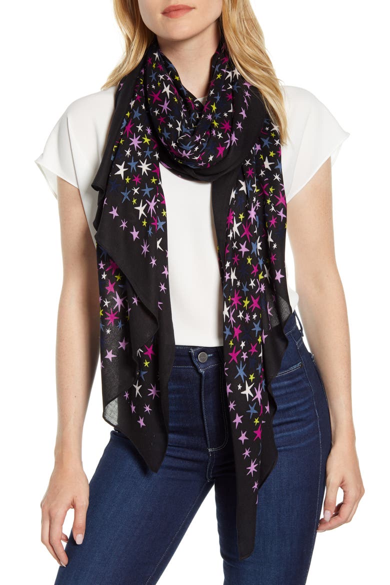 stars scarf, Main, color, BLACK