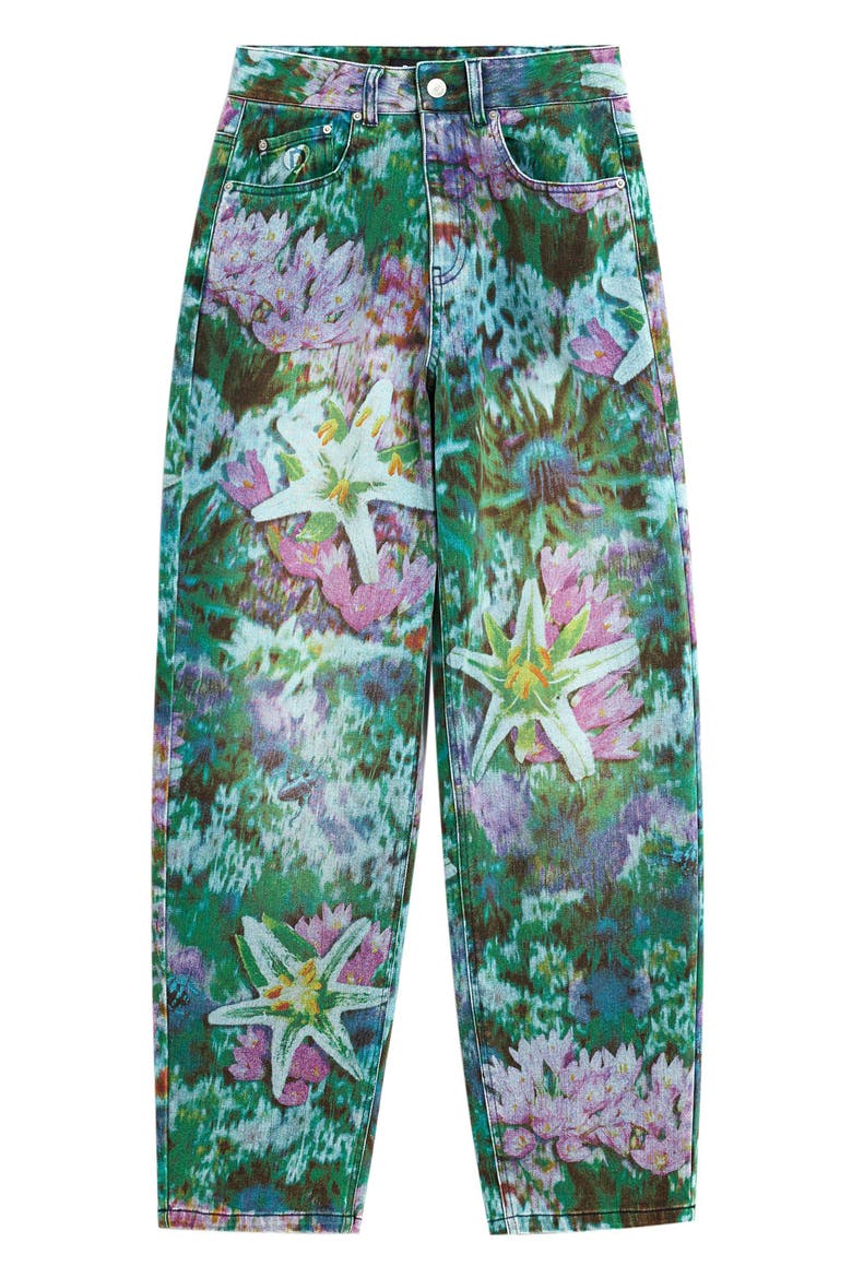 Wild Garden Print Straight Leg Jeans, Alternate, color, MEDIUM BLUE