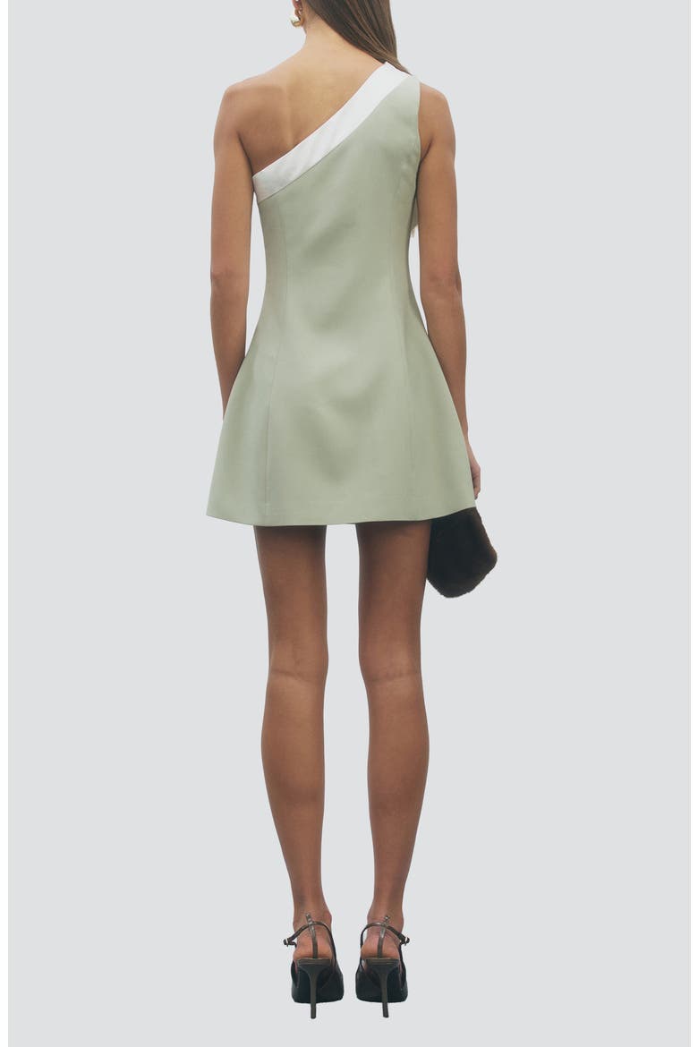 Lima One-Shoulder Minidress with Bow, Alternate, color, MINT IVORY
