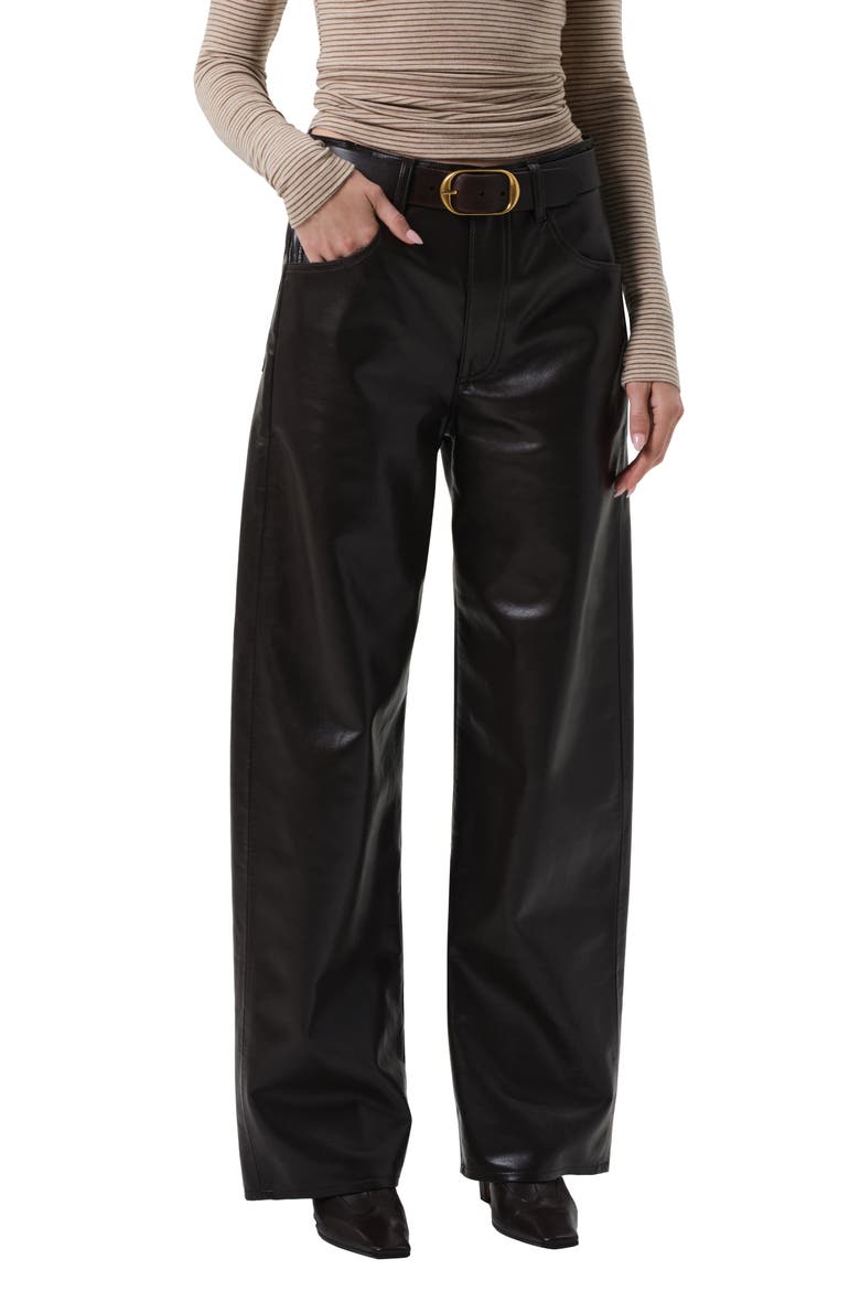 Ayla Baggy Recycled Leather Blend Pants, Main, color, CHOCOLATE DK BR