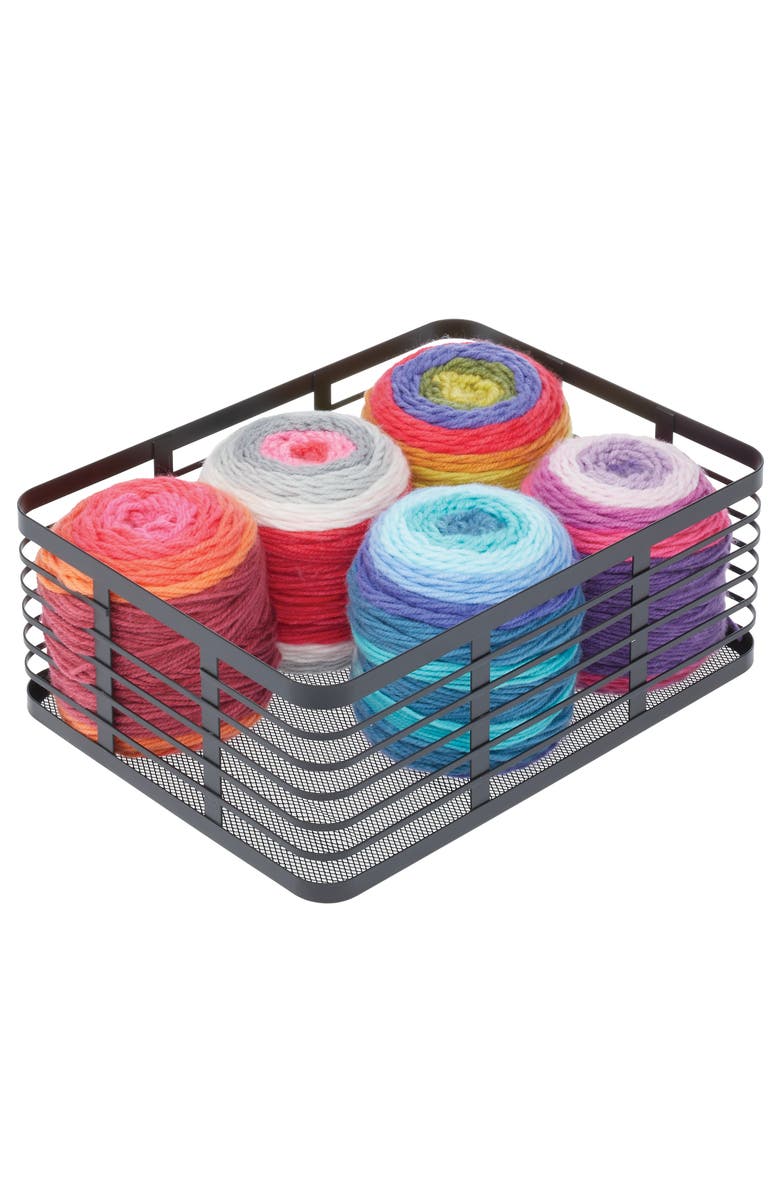 mDesign Metal Pantry Basket with Handles - Set of 2 - Matte Black, Alternate, color, Matte Black