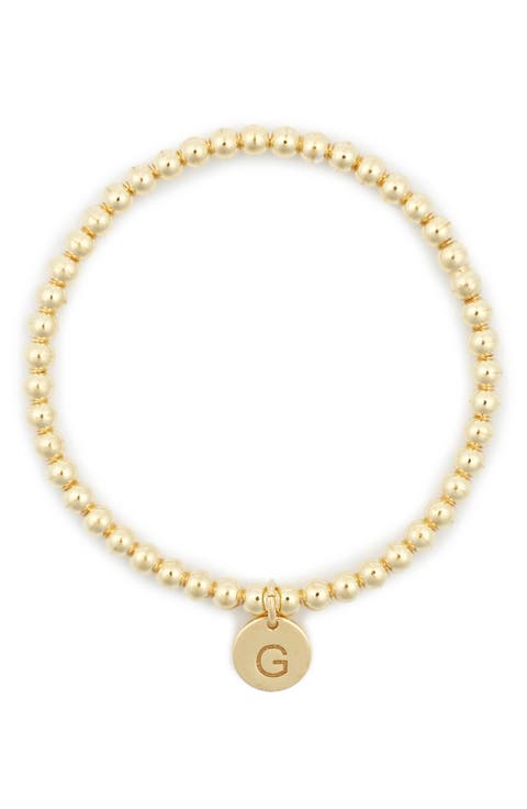 Initial Charm Ball Stretch Bracelet