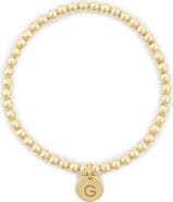 MESHMERISE Initial Charm Ball Stretch Bracelet