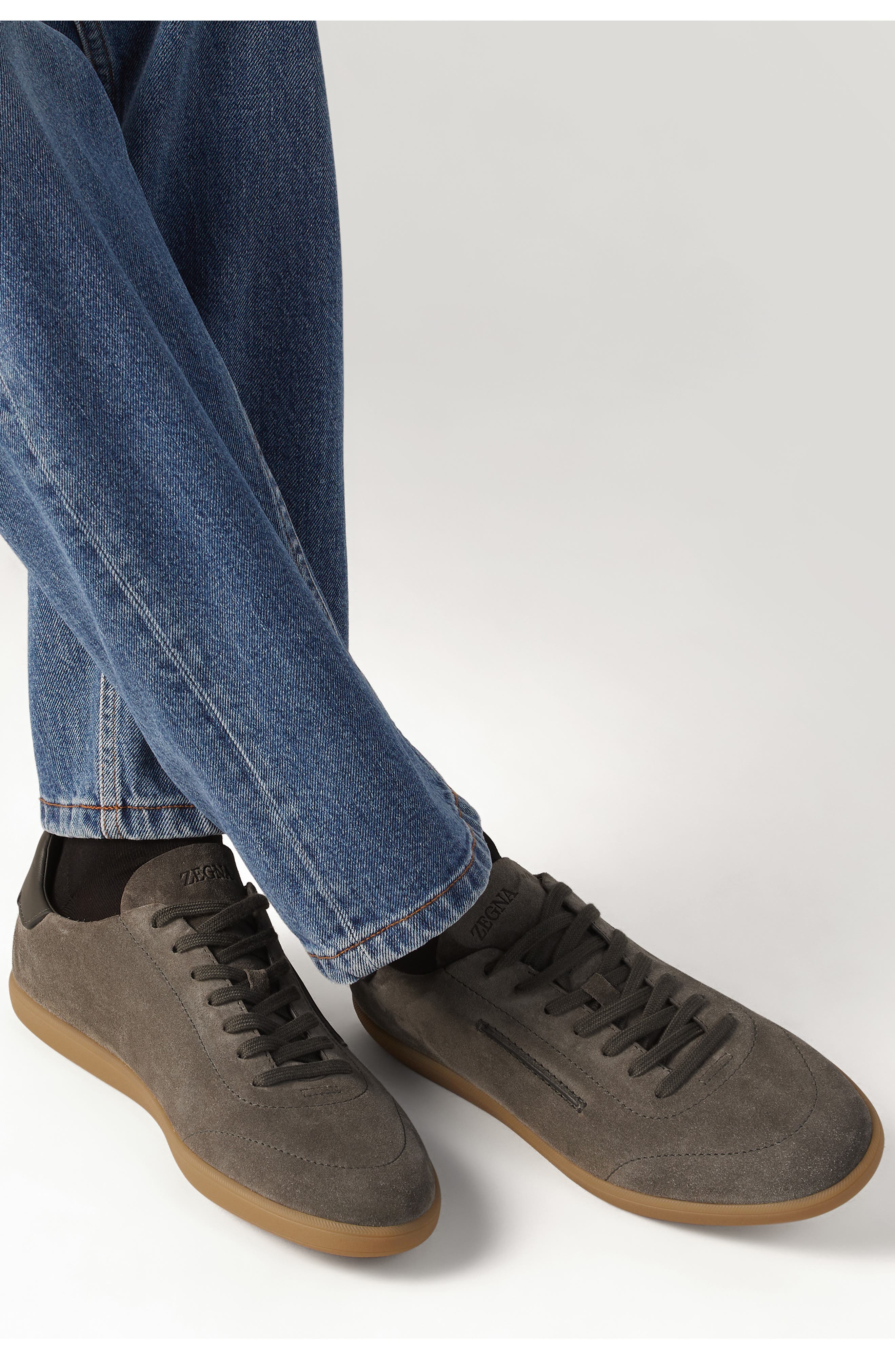 ZEGNA 232 Suede Sneaker, Alternate, color, Dark Taupe