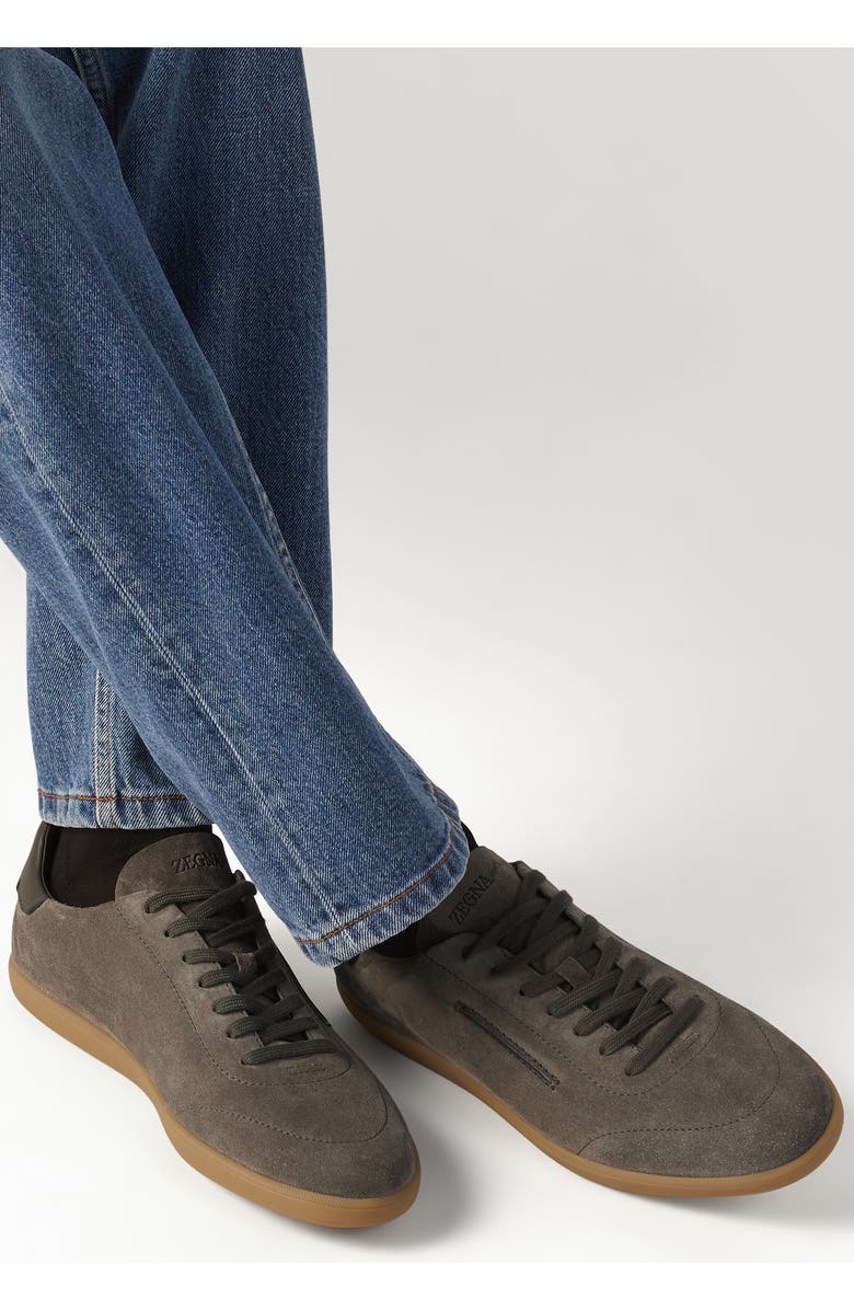 ZEGNA 232 Suede Sneaker, Alternate, color, Dark Taupe