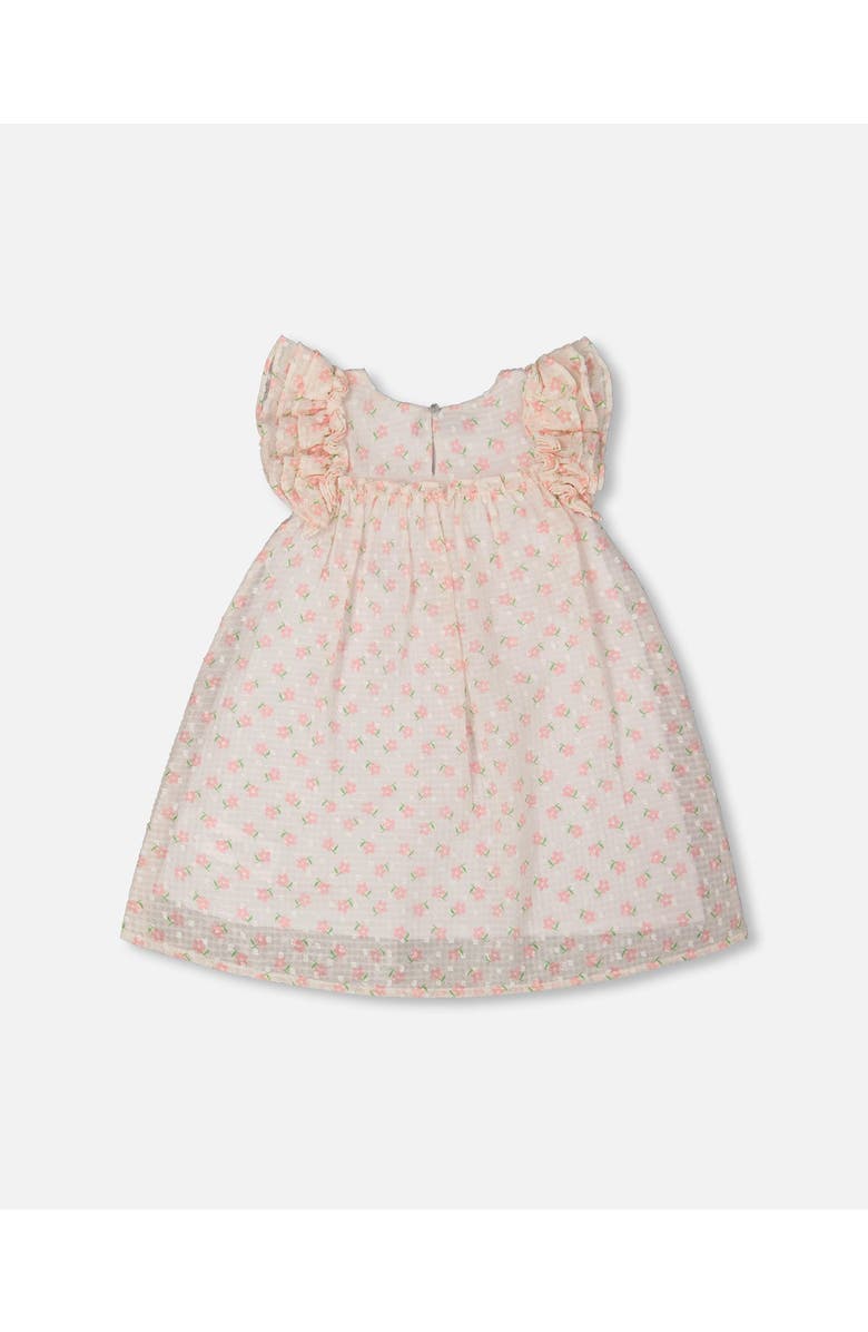 Deux par Deux Girl's Printed Dress With Frills Pale Pink And Flowers, Alternate, color,