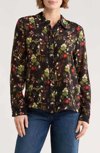 Alice + Olivia Willa Floral Print Silk Blouse