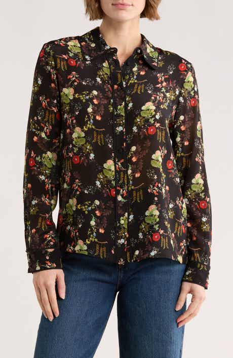 Alice + Olivia Willa Floral Print Silk Blouse