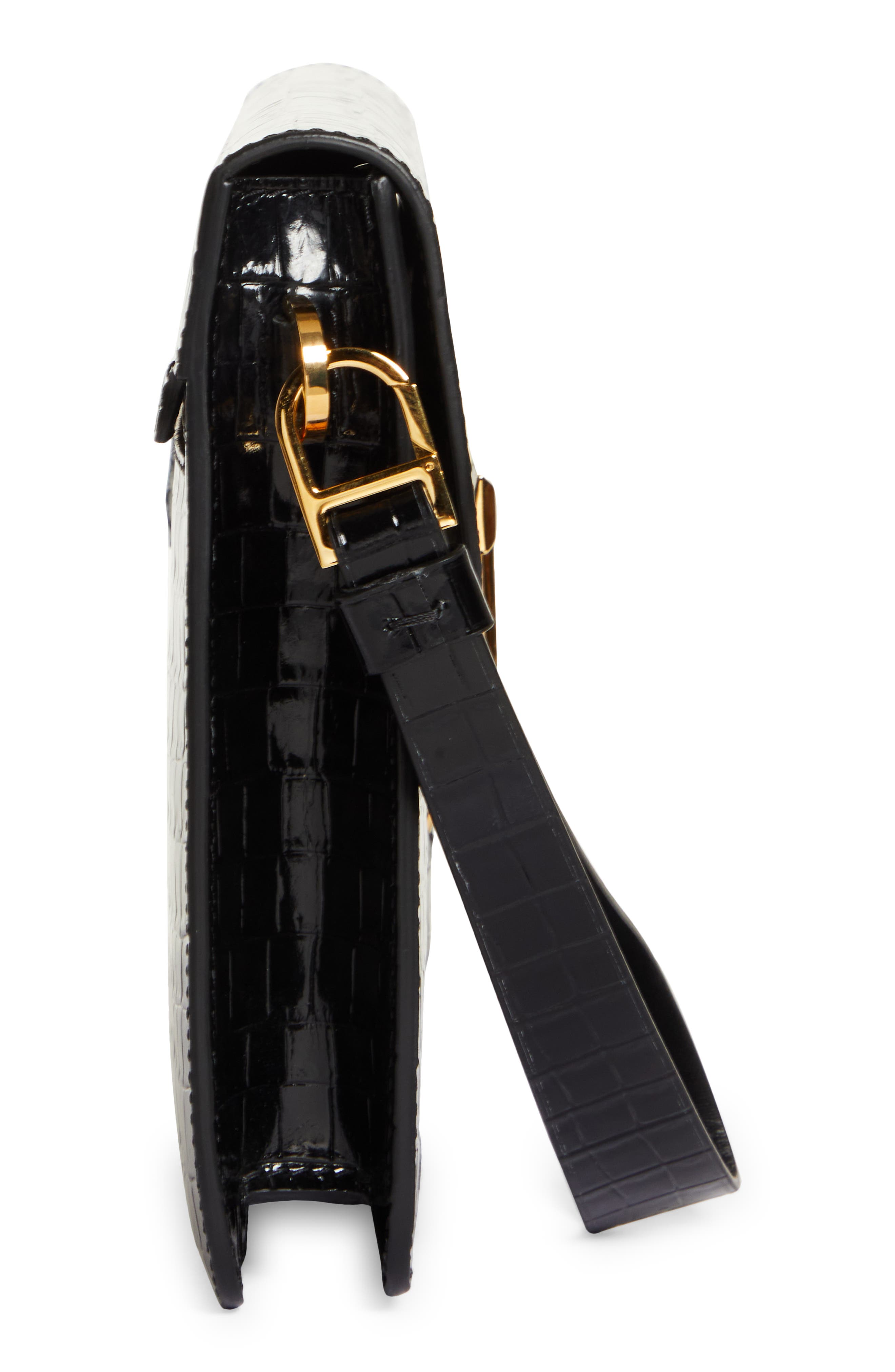 TOM FORD Small T-Clasp Croc Embossed Leather Portfolio, Alternate, color, 