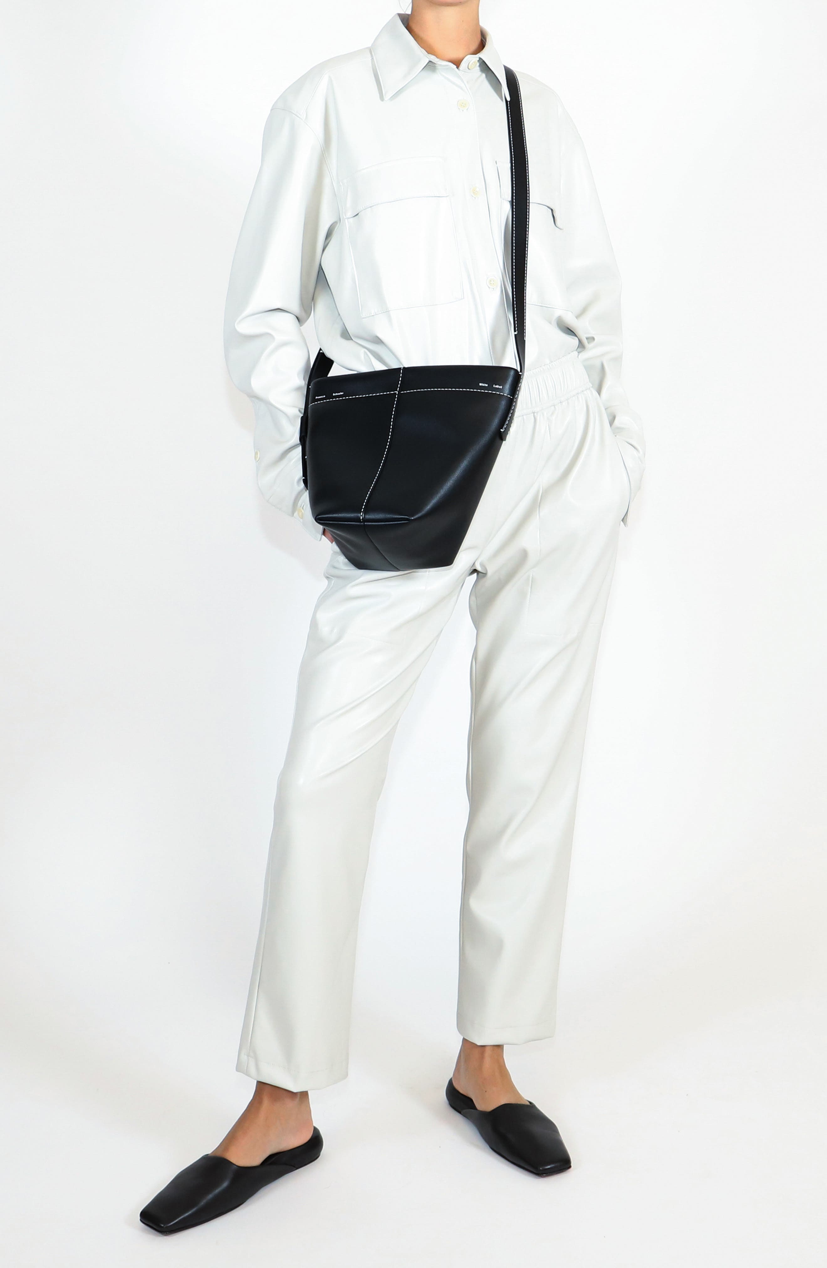 Proenza Schouler White Label Mini Barrow Calfskin Leather Bucket Bag, Alternate, color, 