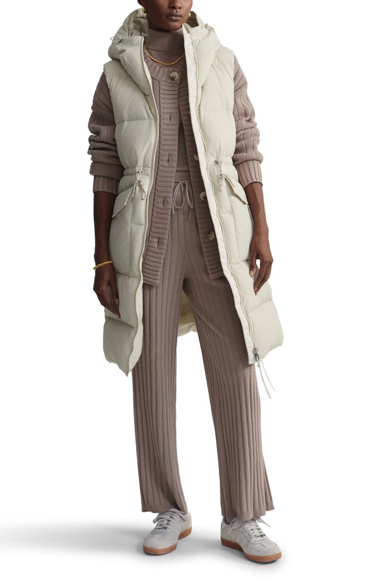 Varley Irving Water Resistant Hooded Long 750 Fill Power Down Vest, Main, color, 