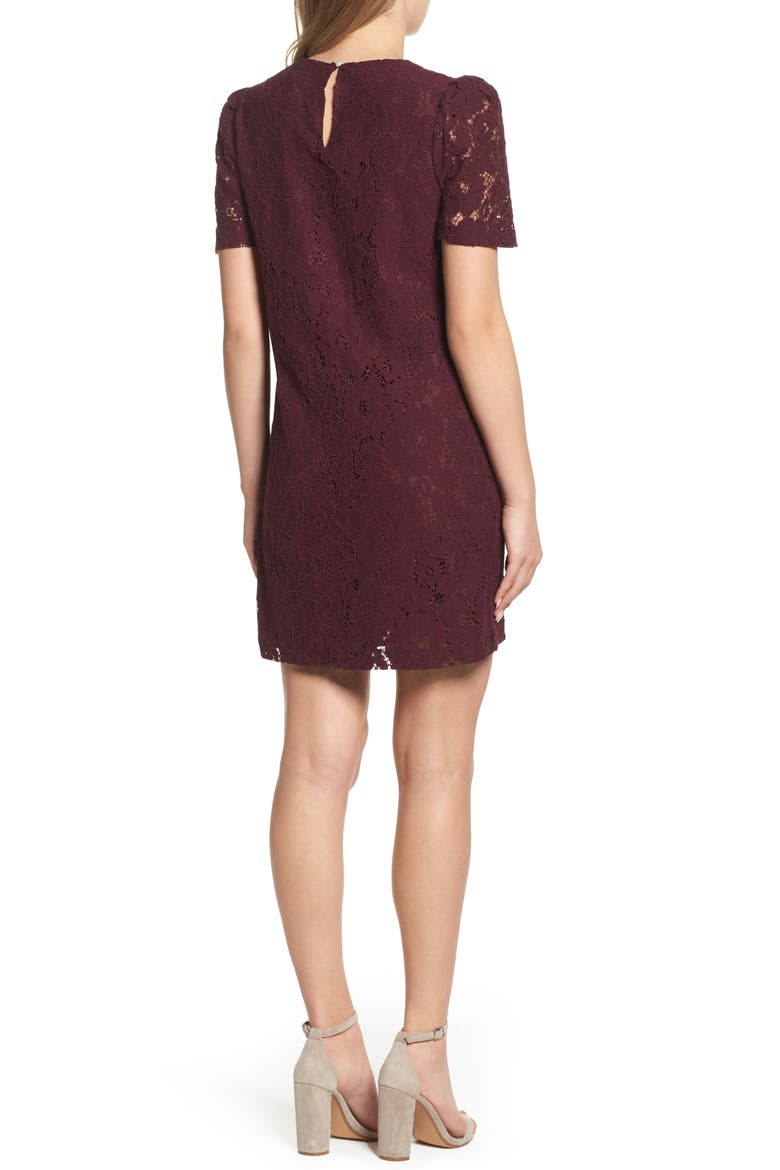 Lace Shift Dress, Alternate, color, MERLOT