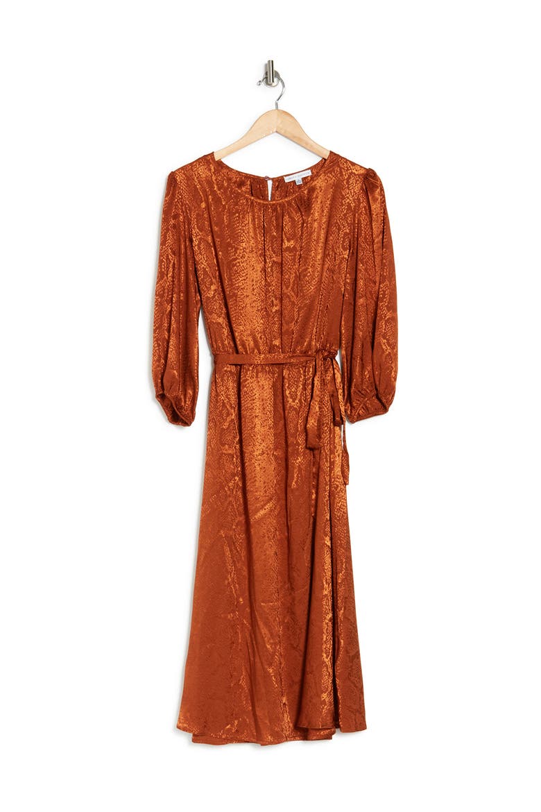 3/4 Sleeve Midi Dress, Alternate, color, GINGER