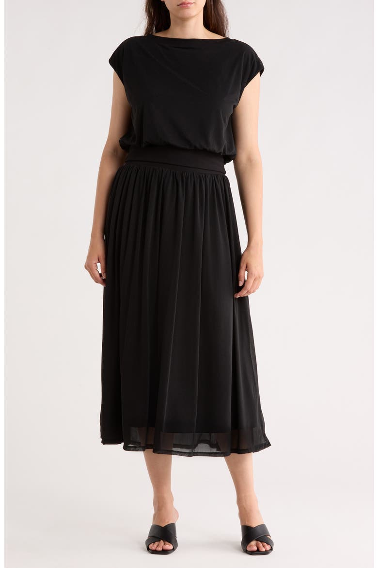 Knit Top & Midi Skirt Set, Main, color, BLACK
