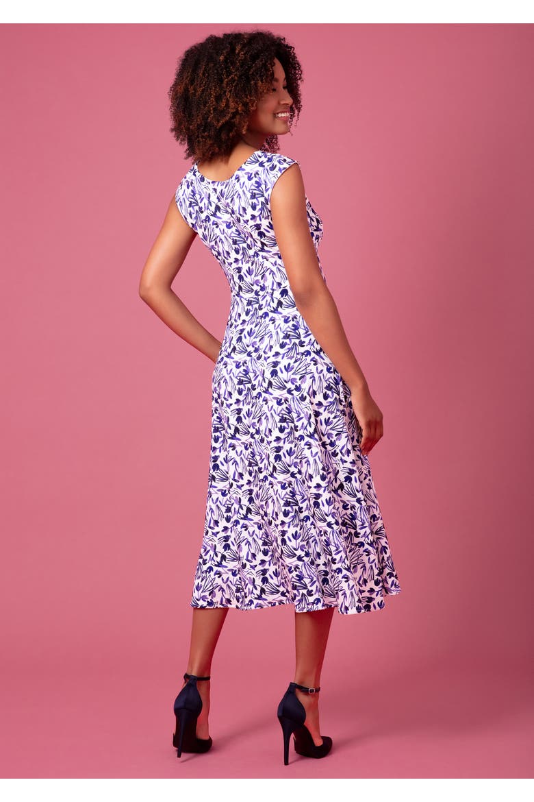 Luna Boat Neck Floral Midi Dress, Alternate, color, Indigo Ink Blue