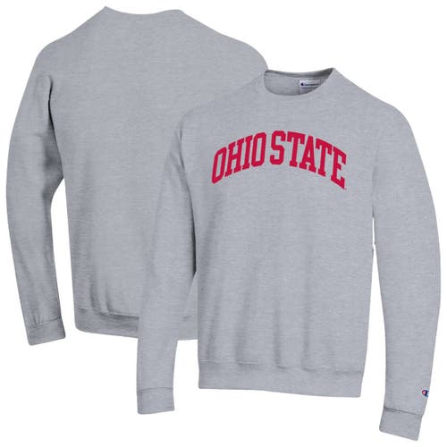 Champion Heather Gray Ohio State Buckeyes Basic Arch Fleece Pullover Sweatshirt In Gray