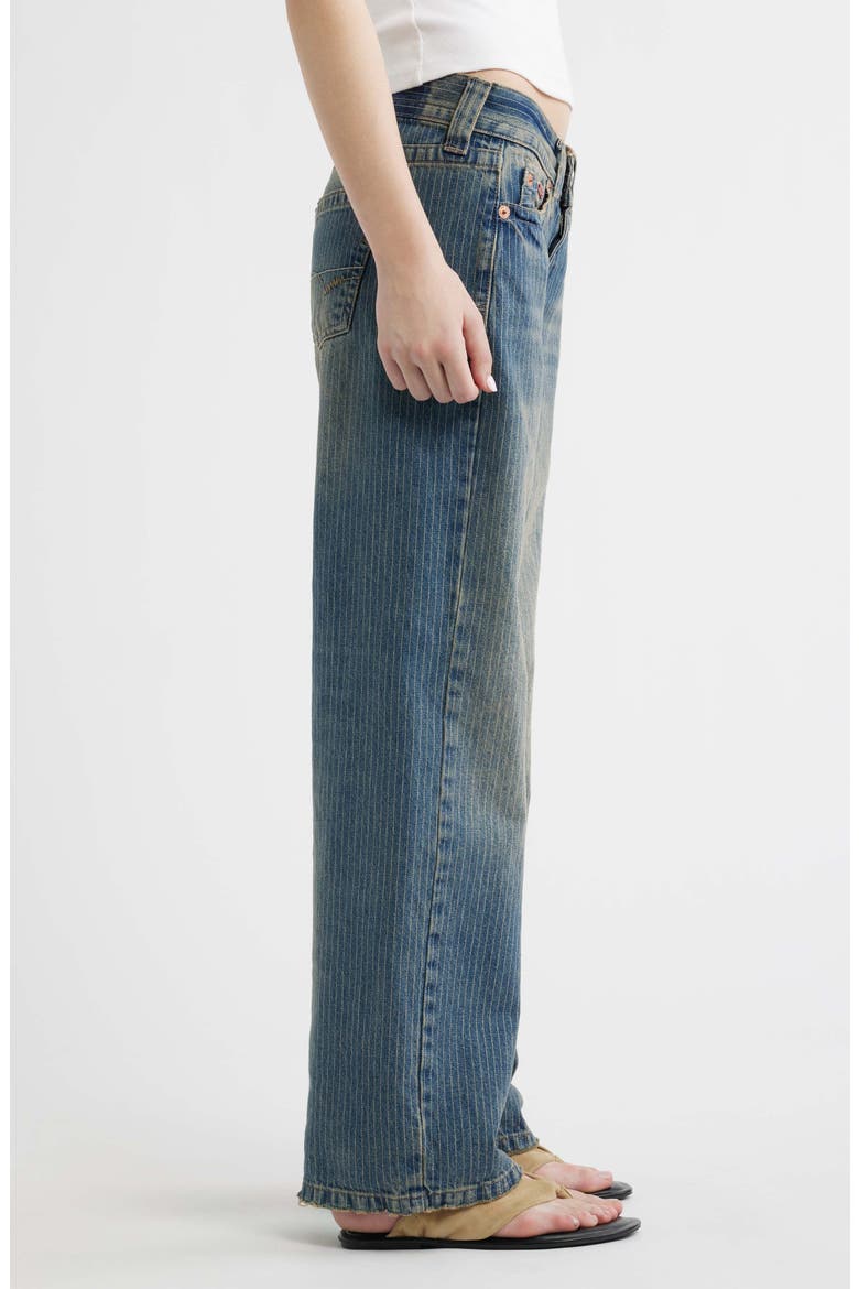 Kayla Low-Rise Wide-Leg Pinstripe Jeans, Alternate, color, BLUE