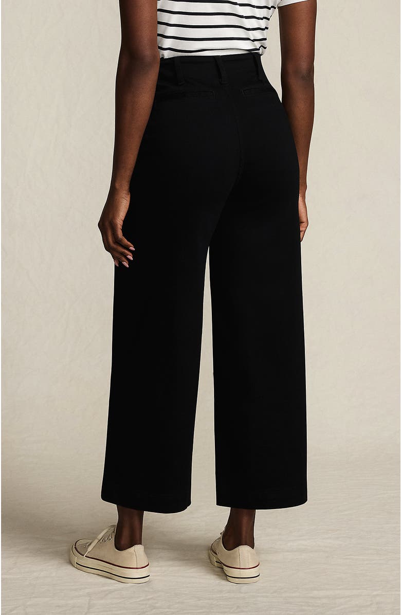 Lands' End Denim High Rise Extra Wide Leg Crop Jeans, Alternate, color, Black