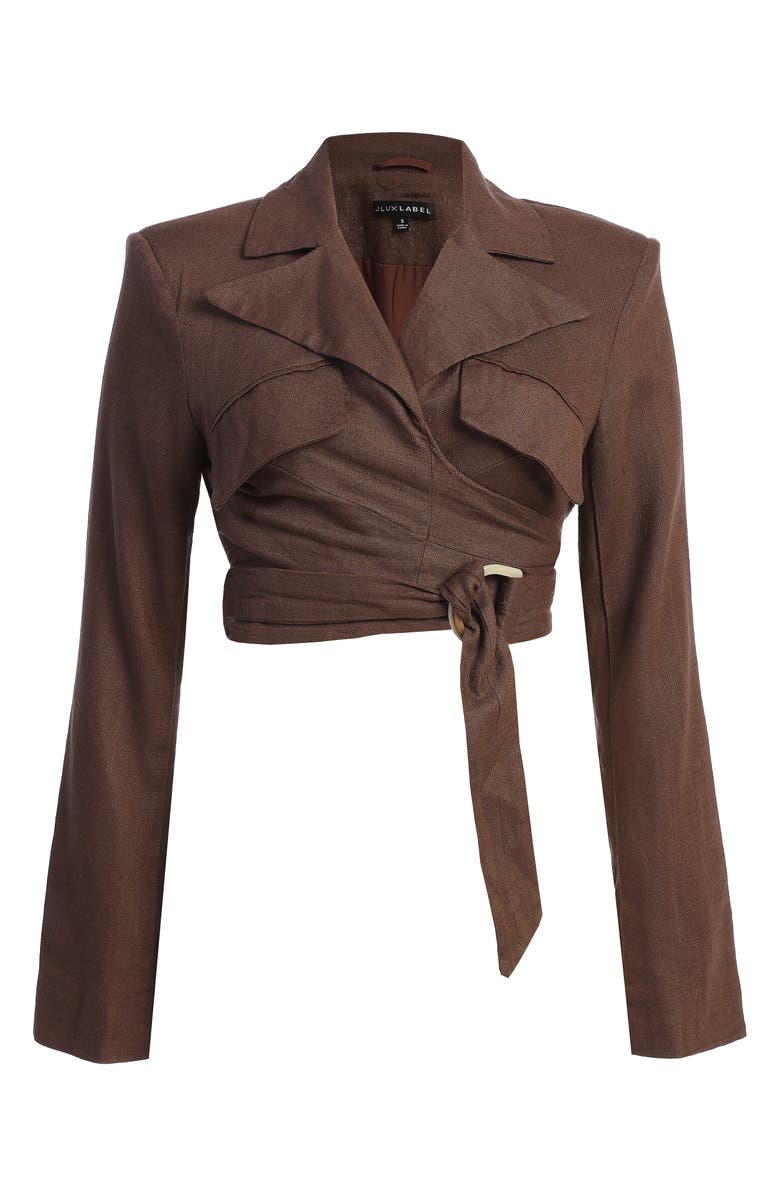 JLUXLABEL Myling Cotton & Linen Wrap Crop Top, Alternate, color, 